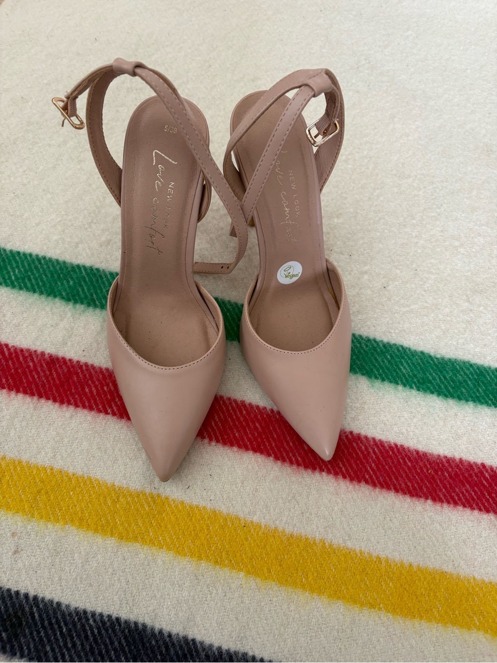 Women's Nude Pink Pointed Toe Slingback Heels
